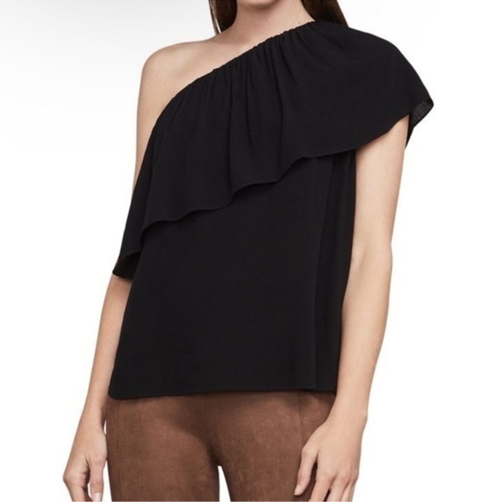 NWT BCBGMaxAzria KAMILA One Shoulder Top Blouse Black Size XXS